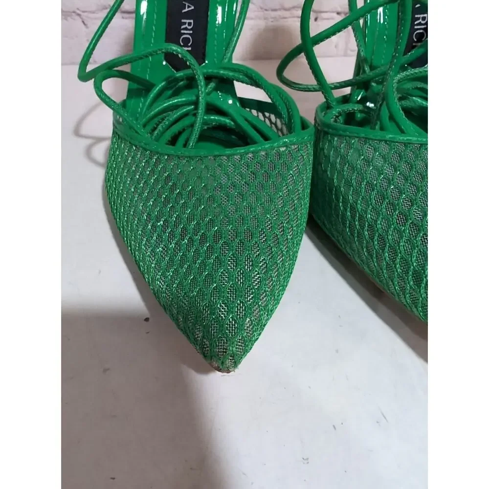 Jessica Rich Exotic Womens Sz 38 US 8 Stiletto Green Heels Sandals Ankle Wrap